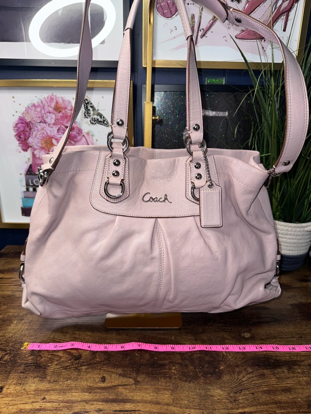 Coach Madison Maggie Pink Leather Satchel Crossbody Bag - Picture 8 of 16